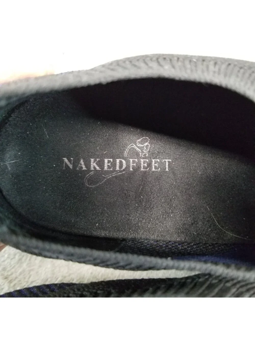 Naked Feet Shoes Womens Size 8 Adapt Black Blue Knit Slip On Sneakers *Read*